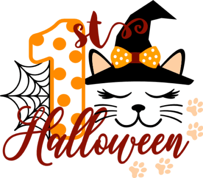 1st-halloween-cat-face-with-witch-hat-baby-free-svg-file-SvgHeart.Com