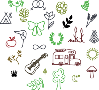 camping-elements-bundle-bus-guitar-leaves-free-svg-file-SvgHeart.Com