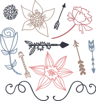 floral-elements-bundle-blooms-rose-arrows-free-svg-file-SvgHeart.Com