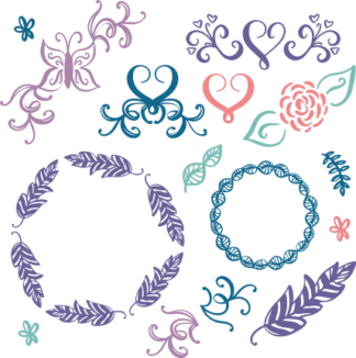 floral-elements-bundle-feathers-circle-decorative-free-svg-file-SvgHeart.Com