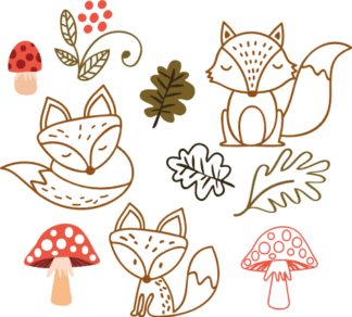 fox-leaves-toadstool-mushrooms-nature-bundle-free-svg-file-SvgHeart.Com