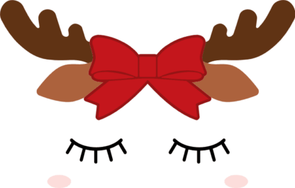 reindeer-with-bow-and-closed-eyes-christmas-free-svg-file-SvgHeart.Com