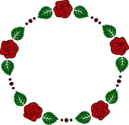 rose-flower-and-leaves-circle-monogram-frame-free-svg-file-SvgHeart.Com