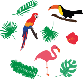 tropical-birds-and-leaves-bundle-toucan-flamingo-parrot-free-svg-file-SvgHeart.Com