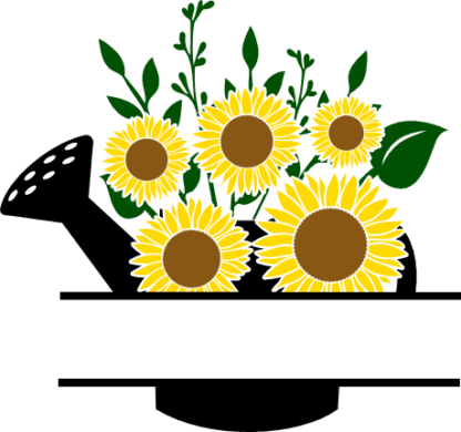 watering-can-and-sunflowers-split-text-frame-gardening-decorative-free-svg-file-SvgHeart.Com