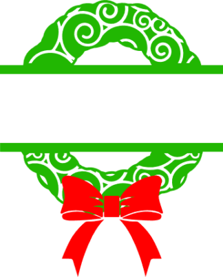 wreath-with-bow-split-text-frame-christmas-ornament-free-svg-file-SvgHeart.Com